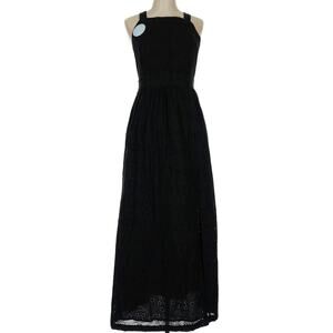 Hill House The Addie, Apron Maxi Dress in Black Eyelet Large NEW